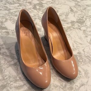 J Crew Women’s Sylvia patent wedges Heels 7.5 Bronzed Clay Nude